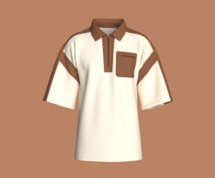Men Shoulder Drop Polo Shirt With Half Zip  | Marvelous / Clo3d / obj / fbx