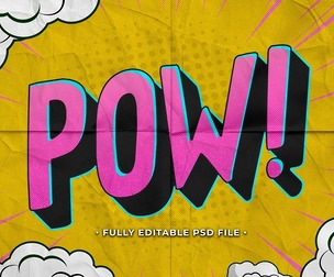 POW! Comic PSD Fully Editable Text Effect. Layer Style PSD Mockup Template