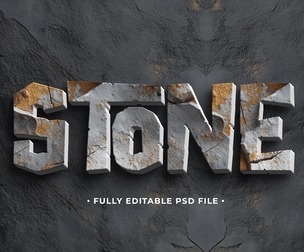 Stone PSD Fully Editable Text Effect. Layer Style PSD Mockup Template