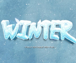 Winter PSD Fully Editable Text Effect. Layer Style PSD Mockup Template