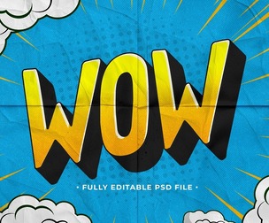 WOW Comic PSD Fully Editable Text Effect. Layer Style PSD Mockup Template