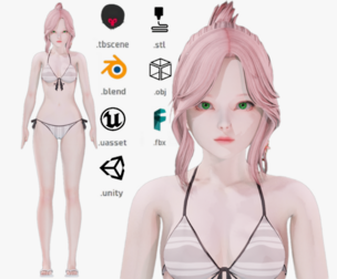 Bikini clothes 0027 - Rig - Unreal - Unity - Blender - Animated - Realistic Female Character