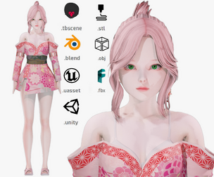Casual clothes 0023 - Rig - Unreal - Unity - Blender - Animated - Realistic Female Character