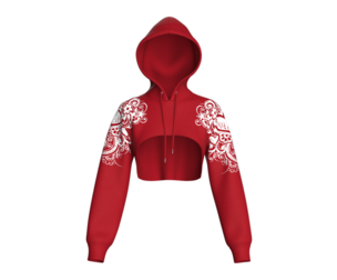 Girls Printed Crop Hoodie With Mesh | Marvelous / Clo3d / obj / fbx