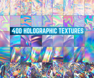 400 Holographic Textures, Futuristic Iridescent Backgrounds, Rainbow Foil, Abstract Prism Overlays