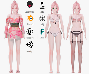 Clothing Collection 001 - Rig - UE5 - Unity - Blender - Animated - Realistic Female Character
