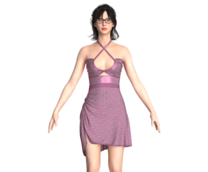 Girls Printed Criss Cross Midi Dress | Marvelous / Clo3d / obj / fbx