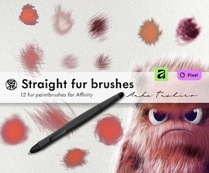 Straight Fur Paint Brushes Set Textured Straight Fur Hair Brushes for Affinity with Canvas