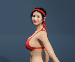 Realistic Asian Beauty in Red Bikini Rigged for UE5 unity low-poly 3d model