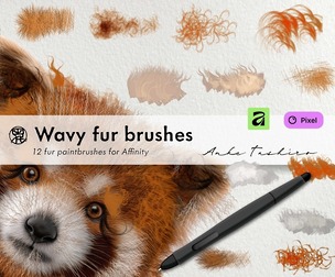 Wavy Fur Paint Brushes Set Textured Wavy hair brushes for Affinity with Canvas