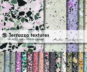 Real Terrazzo Textures Set Textured Backgrounds JPG 300 DPI Printable Instant Download