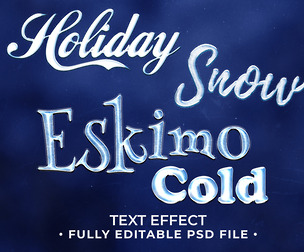 Winter text effects. PSD Fully Editable Text Effect. Layer Style PSD Mockup Template