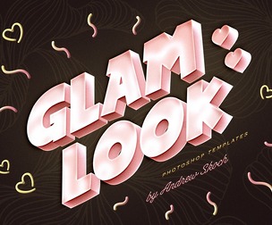 Glam Look. PSD Fully Editable Text Effect. Layer Style PSD Mockup Template