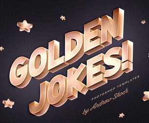 Golden Jokes. PSD Fully Editable Text Effect. Layer Style PSD Mockup Template