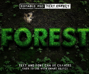 Forest. PSD Fully Editable Text Effect. Layer Style PSD Mockup Template