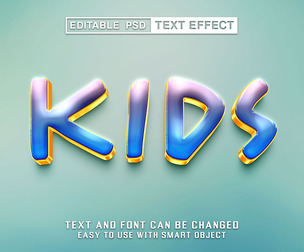 Kids. PSD Fully Editable Text Effect. Layer Style PSD Mockup Template