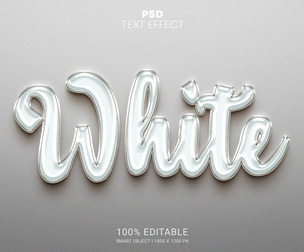 3D White. PSD Fully Editable Text Effect. Layer Style PSD Mockup Template