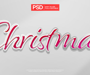 Chrismas PSD Fully Editable Text Effect. Layer Style PSD Mockup Template