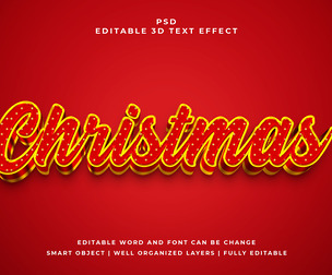 Christma PSD Fully Editable Text Effect. Layer Style PSD Mockup Template