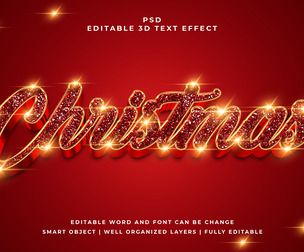 Chrismas PSD Fully Editable Text Effect. Layer Style PSD Mockup Template