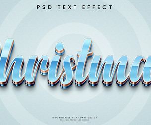 Chrismas PSD Fully Editable Text Effect. Layer Style PSD Mockup Template