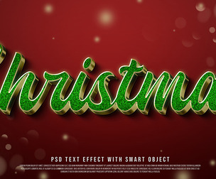 Christmas PSD Fully Editable Text Effect. Layer Style PSD Mockup Template
