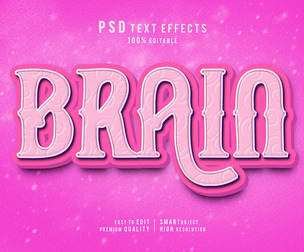 3D Brain PSD Fully Editable Text Effect. Layer Style PSD Mockup Template