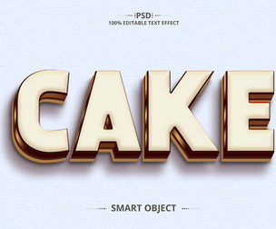 3D Cake. PSD Fully Editable Text Effect. Layer Style PSD Mockup Template