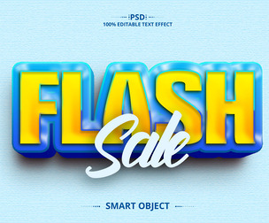 3D Flash. PSD Fully Editable Text Effect. Layer Style PSD Mockup Template