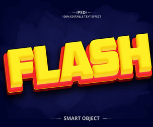 3D Flash. PSD Fully Editable Text Effect. Layer Style PSD Mockup Template