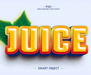 3D Juice. PSD Fully Editable Text Effect. Layer Style PSD Mockup Template