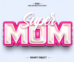 3D Mom. PSD Fully Editable Text Effect. Layer Style PSD Mockup Template