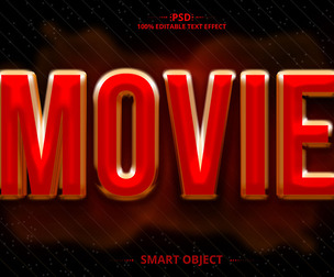 3D Movie. PSD Fully Editable Text Effect. Layer Style PSD Mockup Template