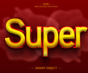 3D Super. PSD Fully Editable Text Effect. Layer Style PSD Mockup Template