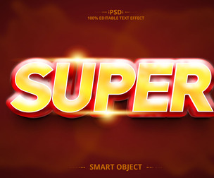 3D Super. PSD Fully Editable Text Effect. Layer Style PSD Mockup Template