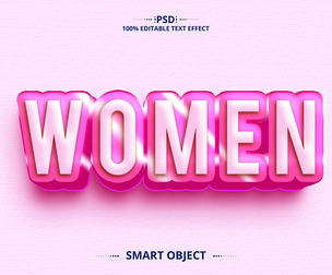 3D Women. PSD Fully Editable Text Effect. Layer Style PSD Mockup Template