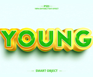 3D Young. PSD Fully Editable Text Effect. Layer Style PSD Mockup Template