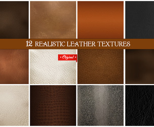 12 Realistic Leather Textures in Brown, Black, Tan, Cream Alligator, Crocodile, Lizard, Cowhide