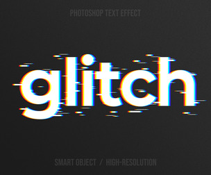 Glitch. PSD Fully Editable Text Effect. Layer Style PSD Mockup Template