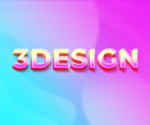 Glossy 3D Design . PSD Fully Editable Text Effect. Layer Style PSD Mockup Template