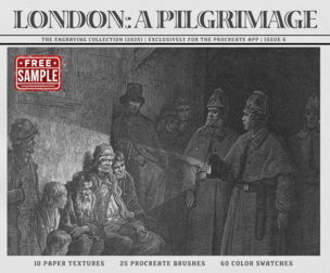 Free Sample - London, a Pilgrimage Procreate Kit (Procreate Brushes & Paper Textures)