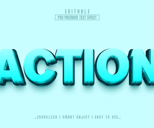 3D Action  PSD Fully Editable Text Effect. Layer Style PSD Mockup Template