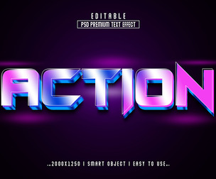 3D Action  PSD Fully Editable Text Effect. Layer Style PSD Mockup Template
