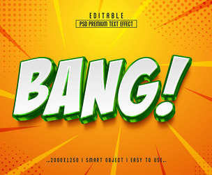 3D Bang PSD Fully Editable Text Effect. Layer Style PSD Mockup Template