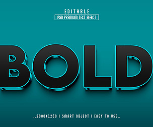 3D Bold PSD Fully Editable Text Effect. Layer Style PSD Mockup Template