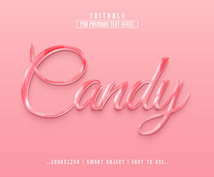 3D Candy PSD Fully Editable Text Effect. Layer Style PSD Mockup Template