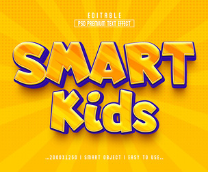 3D Smart Kids PSD Fully Editable Text Effect. Layer Style PSD Mockup Template