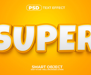 3D Super. PSD Fully Editable Text Effect. Layer Style PSD Mockup Template