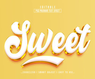 3D Sweet PSD Fully Editable Text Effect. Layer Style PSD Mockup Template