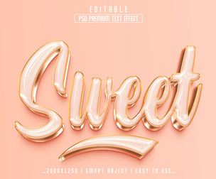 3D Sweet PSD Fully Editable Text Effect. Layer Style PSD Mockup Template